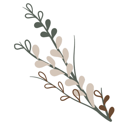 rama con flores